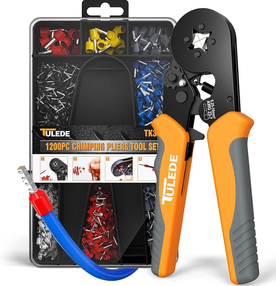 Chakra Crimping Plier Kit – Precision Non-Ratcheting Square Crimper AWG 23-10 Ferrules | Parallel Action Jaws, Hex Profile Crimps | UAE Panel Board Wiring Specialist Professional Tool 